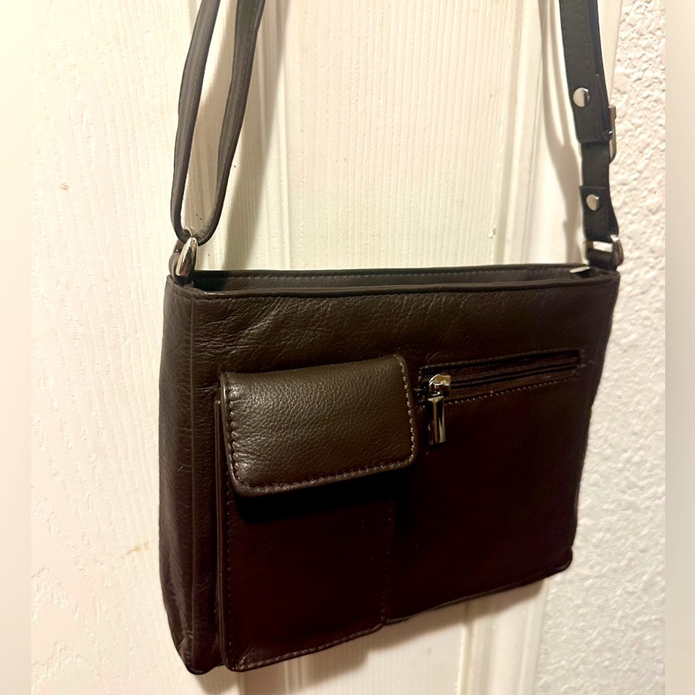 NWOT Brown Leather Crossbody Bag